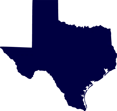 The state of Texas is shown on a white background representing home.