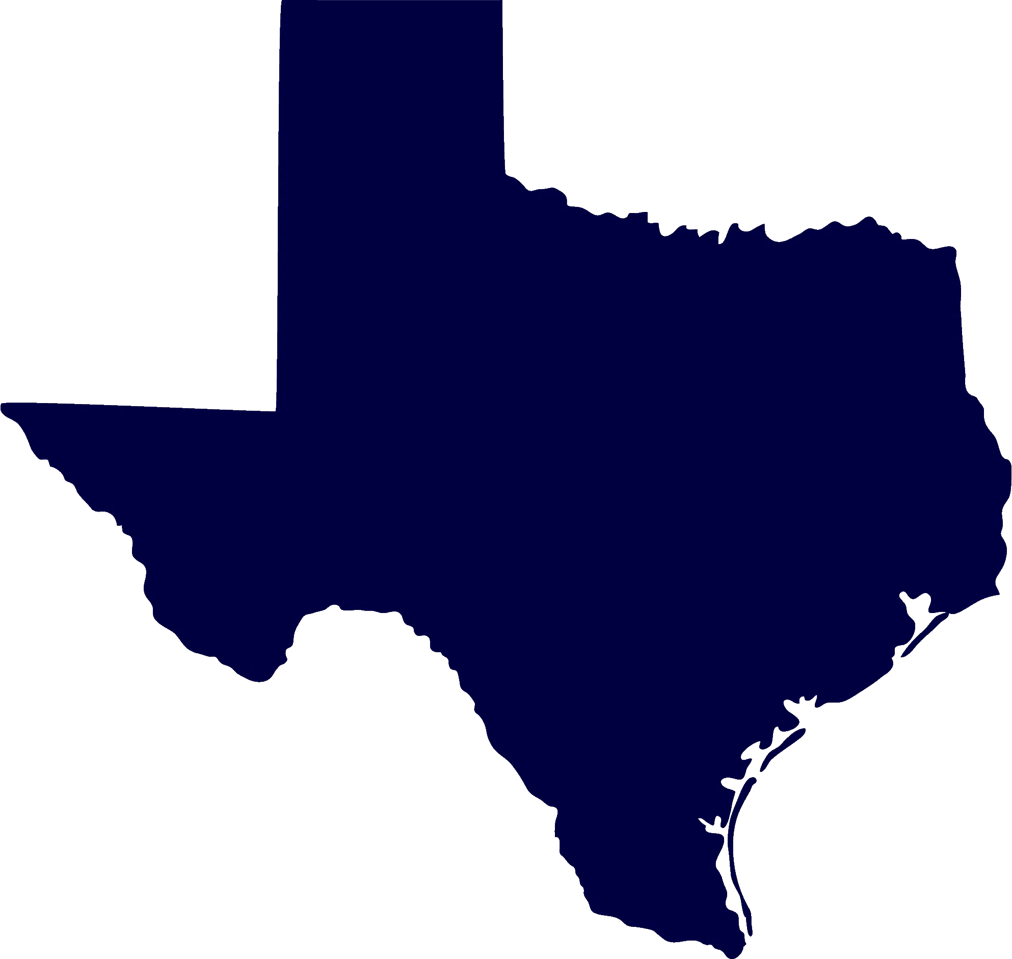 The state of Texas is shown on a white background representing home.